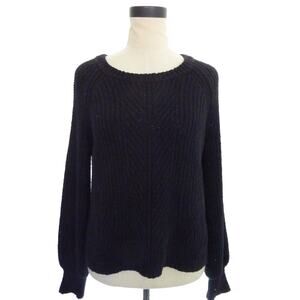 Madewell Black Cable Knit Cotton Sweater Pullover Medium